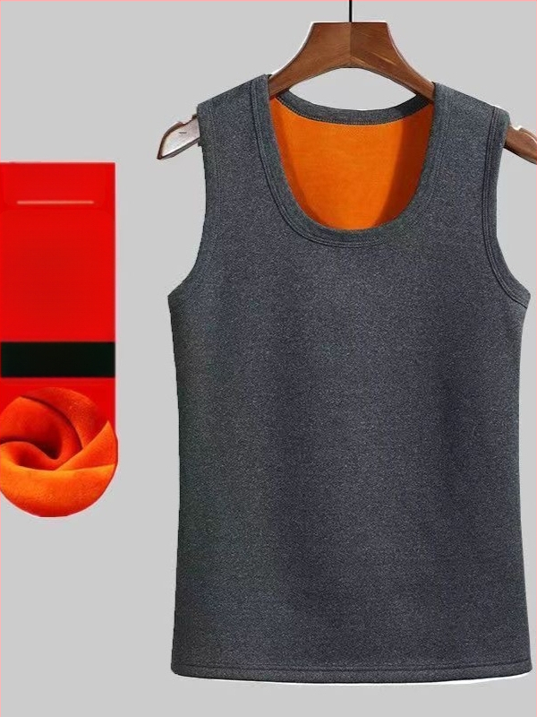 Férfi meleg mellény fleece belsővel, vastag poliészter anyag, oldalsó zsebek, hétköznapi alapréteg, téli 2024