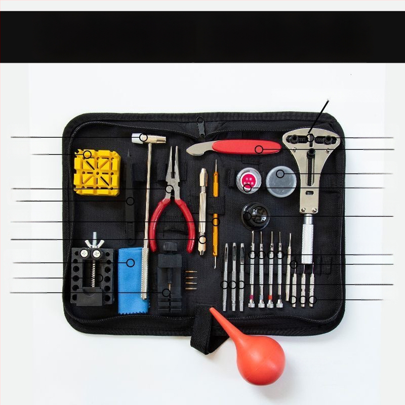 Ολοκληρωμένο σετ εργαλείων επισκευής ρολογιών με εργαλείο ανοίγματος πίσω καπακιού, αντικατάσταση μπαταρίας και αφαίρεση λουριού για μηχανικά ρολόγια