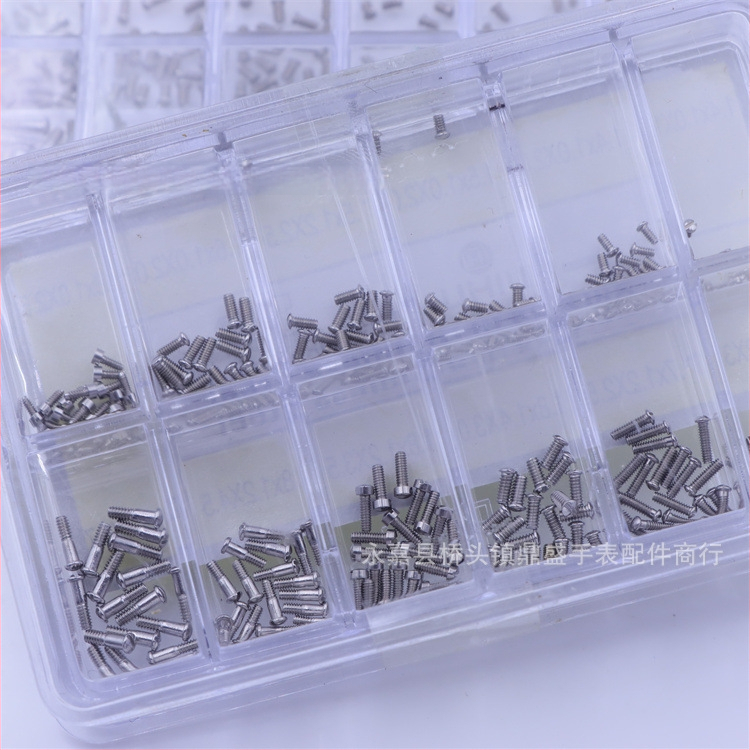 Nerūdijančio plieno plokščia galvutė laikrodžio varžtai – skirtos galiniam dangteliui ir stikliui, dėžutėje 500 vnt., 2021 m. vasara