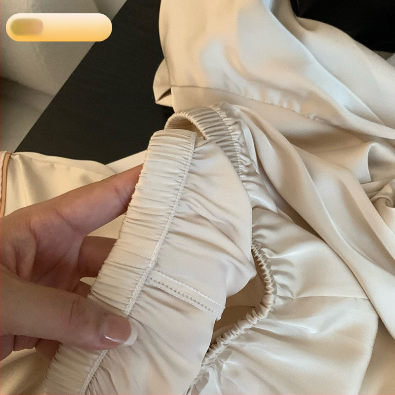 Moterų šilko pižamų komplektas – Ice Silk, 95–100% poliesteris, ekstra stora medžiaga 501–600 g/m², pavasario namų drabužiai, animacinio stiliaus