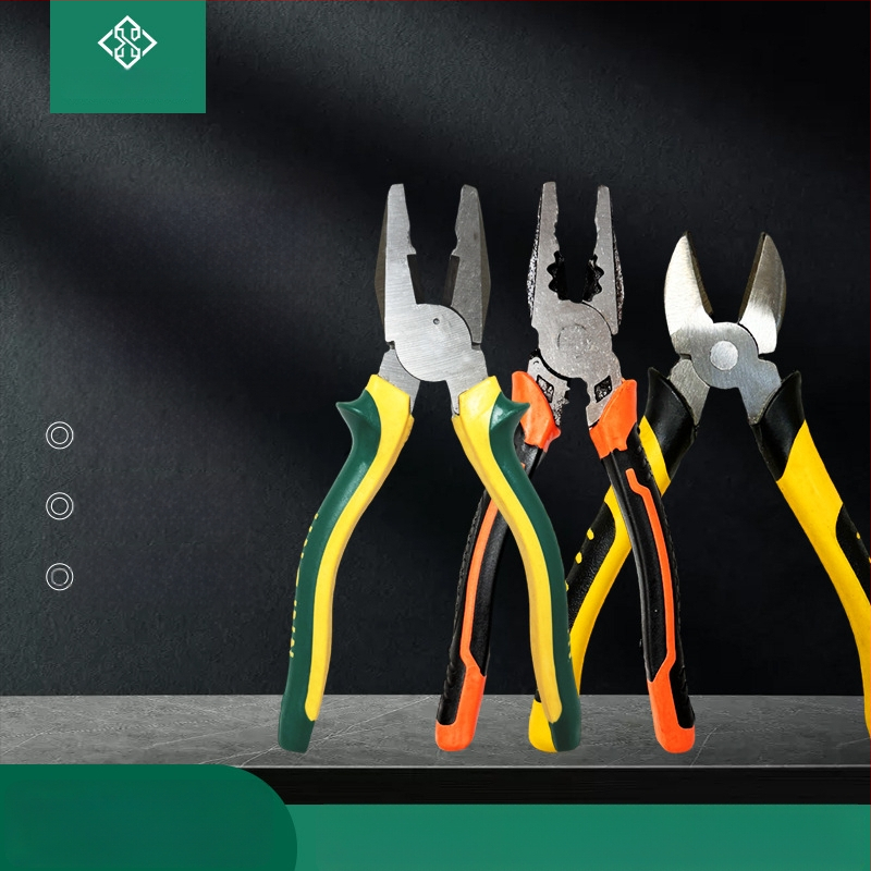 Комплект клещи: заключващи клещи, клещи за тел, диагонални клещи, клещи с дълги носове; обща дължина 200 мм; челюсти от Malle steel; PVC дръжки; капацитет на рязане 4 мм