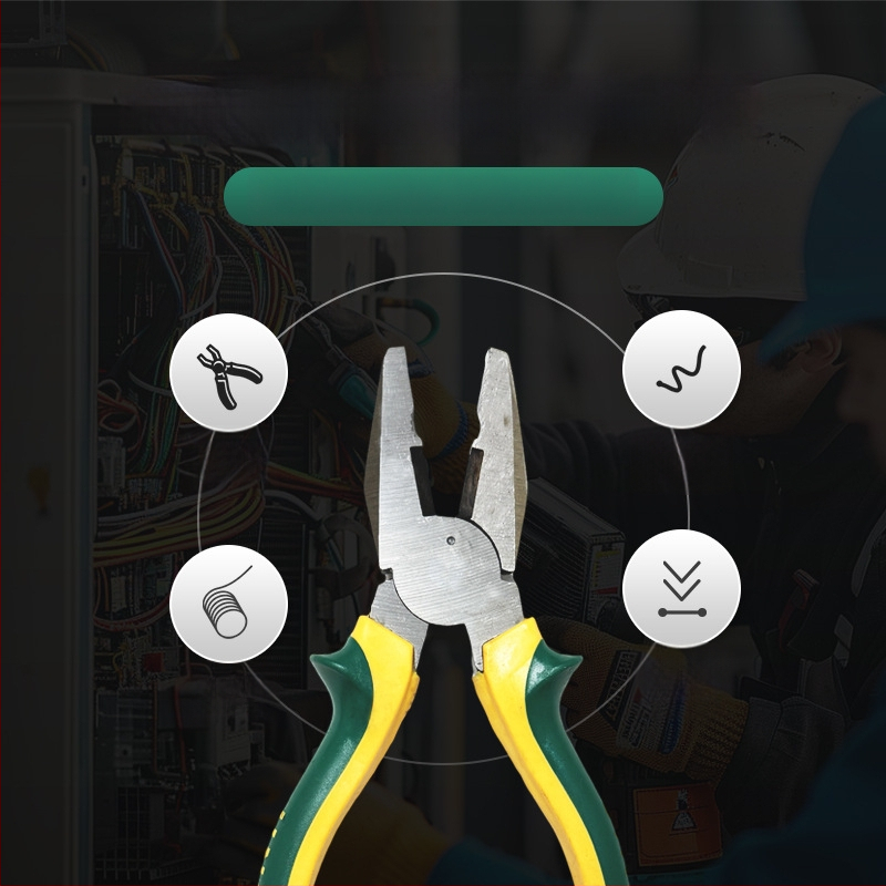 Комплект клещи: заключващи клещи, клещи за тел, диагонални клещи, клещи с дълги носове; обща дължина 200 мм; челюсти от Malle steel; PVC дръжки; капацитет на рязане 4 мм