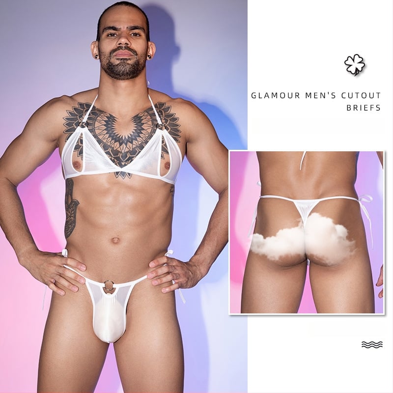 Férfi vékony, lélegző nylon alsónemű U-alakú zsebbel, japán stílusú, alacsony derekú