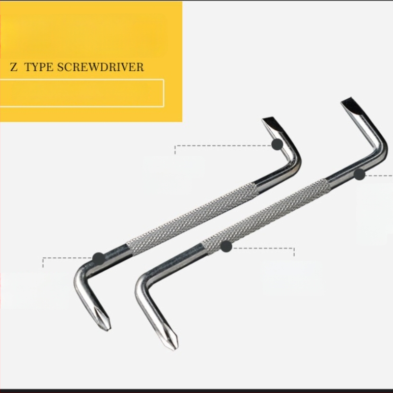 Z formos mini atsuktuvas su magnetine dviguba galva ir kryžiniu galu — Lion Tools