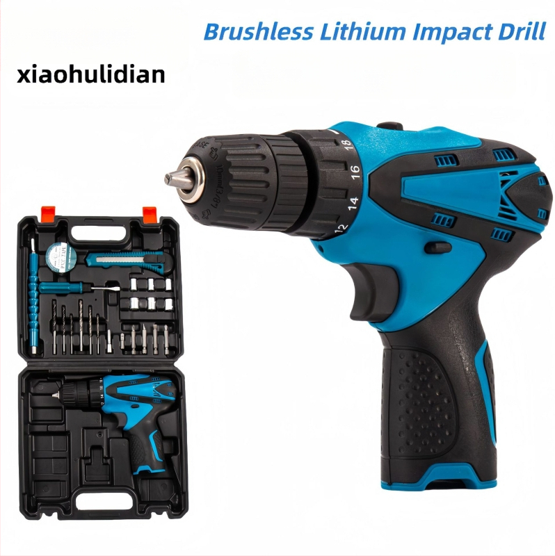 12V belaidė gręžimo ir veržliarakčio rinkinys — daugiakomponentinis rankinis įrankis su Li-ion baterija, sklandus greičio reguliavimas, trijų dantų griebtuvas, priekyje/galia