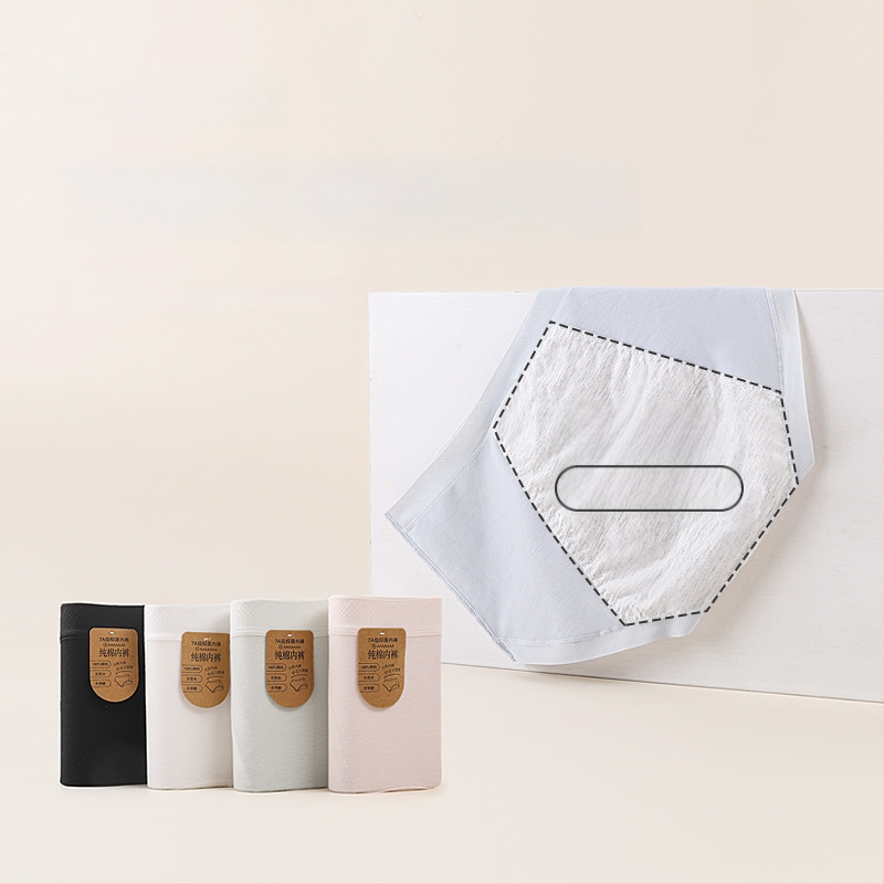 Памучни дамски менструални долнища, антибактериална зона в чатната област, защита от протичане, средна талия, основна тъкан 95% памук, вложка 95% памук.