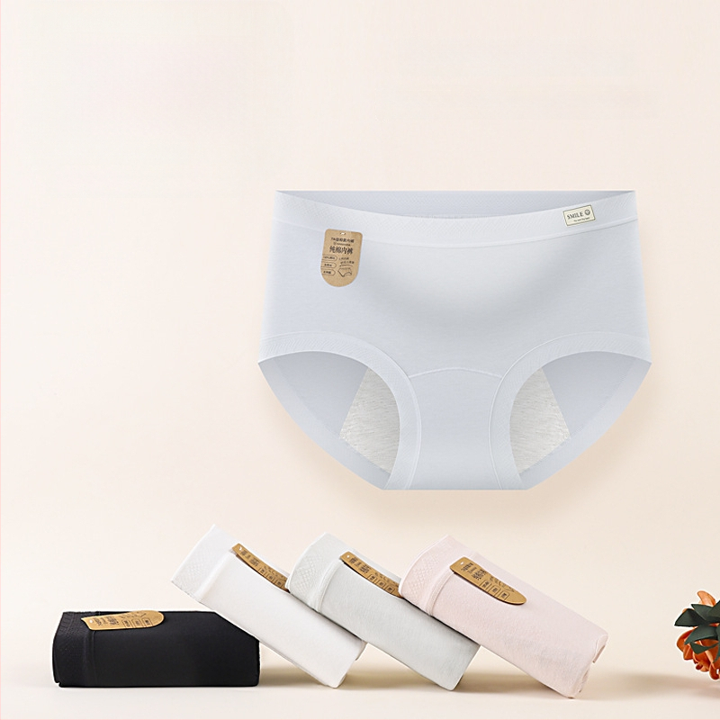 Памучни дамски менструални долнища, антибактериална зона в чатната област, защита от протичане, средна талия, основна тъкан 95% памук, вложка 95% памук.