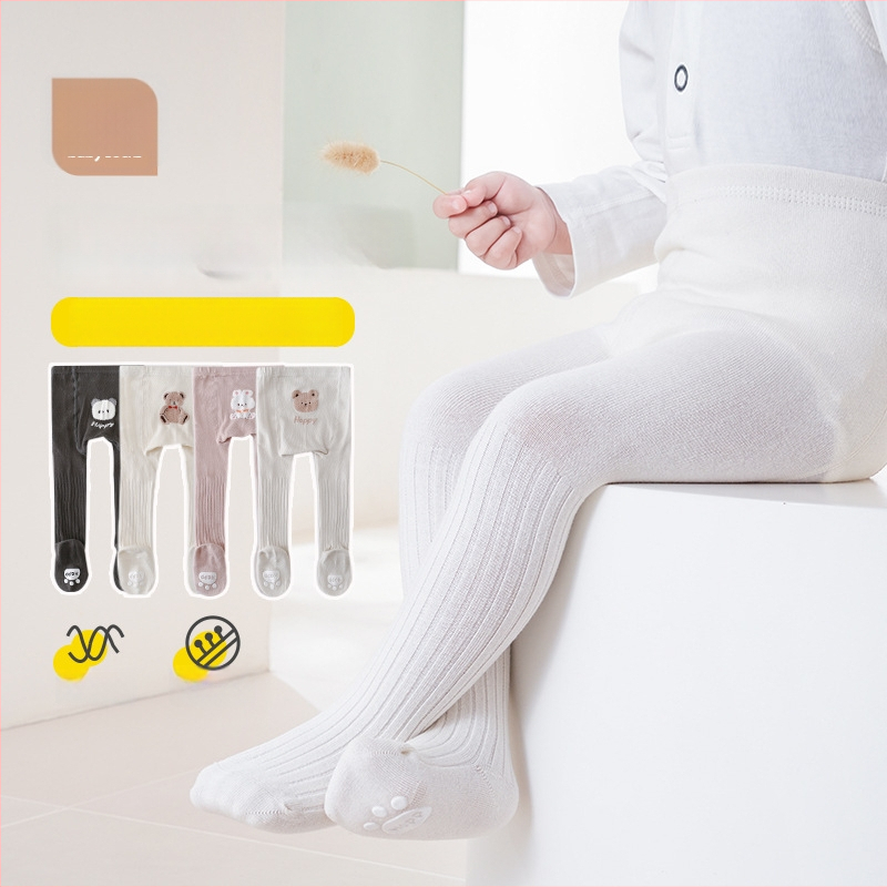 Бебешки унисекс памучни легинси с животински принт, противохлъзгащи, висока талия, 76.6% памук