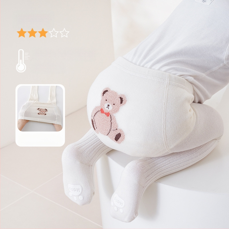 Бебешки унисекс памучни легинси с животински принт, противохлъзгащи, висока талия, 76.6% памук