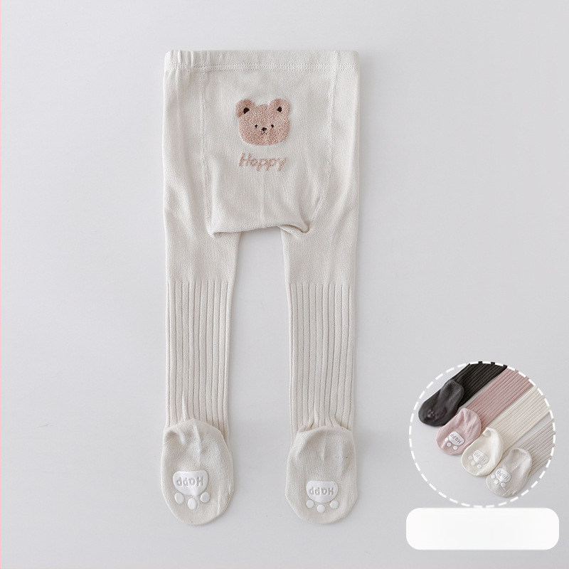 Бебешки унисекс памучни легинси с животински принт, противохлъзгащи, висока талия, 76.6% памук