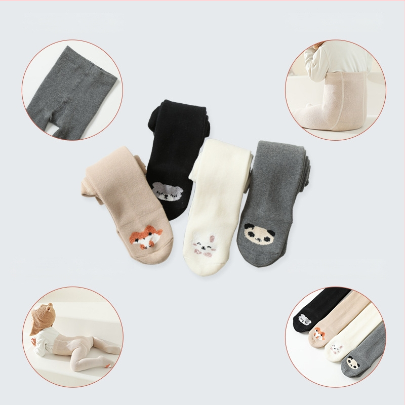 Бебешки памучни леггинги с терри за есен-зима, дебели, висока талия, пълна дължина, 90% памук, принт с анимационни герои