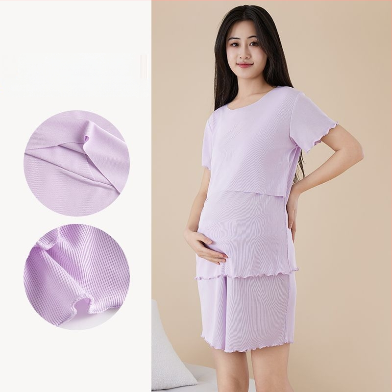 Nėštumo slaugos komplektas su 3/4 rankovėmis, Capri kelnės, žindymo anga, poliesteris 95%+, vasara