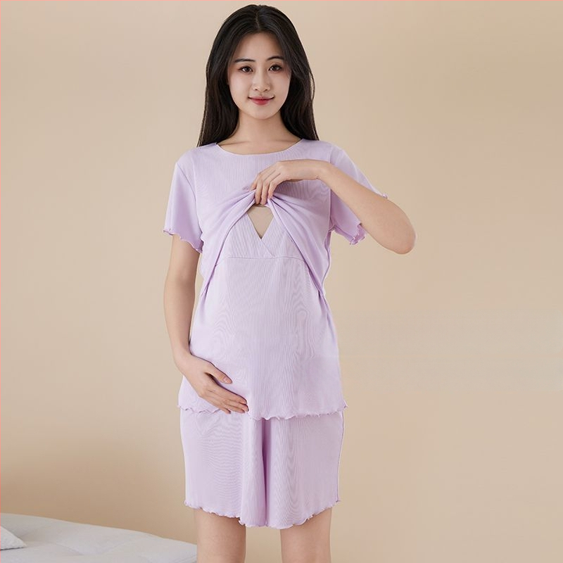 Nėštumo slaugos komplektas su 3/4 rankovėmis, Capri kelnės, žindymo anga, poliesteris 95%+, vasara