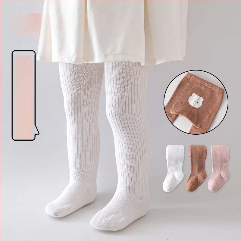 Детски памучни легинги с висока талия и сладък животински принт, пълна дължина, за деца 1–3 години, еластични и комфортни, за пролет и есен