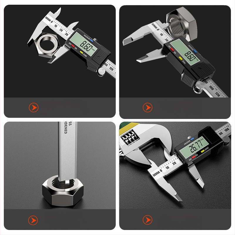 Индустриален верниер калипер с дигитален дисплей, неръждаема стомана, точност 0,02 мм