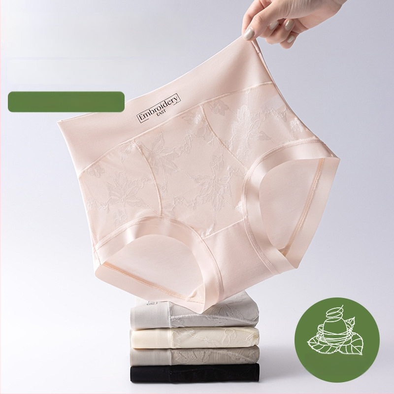 Plus-size ženske gaćice s visokim strukom i čipkom, od najlona, antibakterijska podstava u preponoj regiji od mulberry svile, prozračne, kontrola trbuha