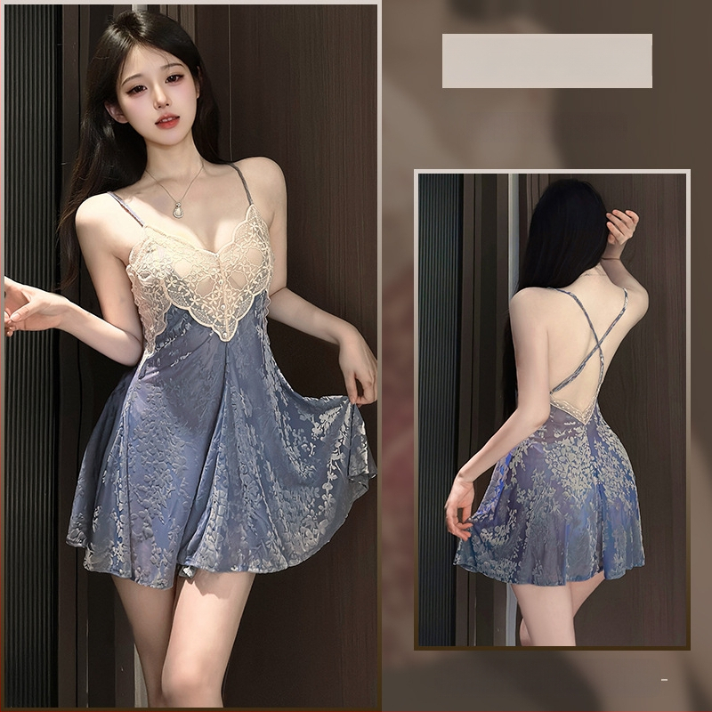 Set camisole noćnog rublja od burnout velura, lagani poliester, V-izrez, bez rukava, prozračno noćno rublje za ljeto, proljeće i jesen