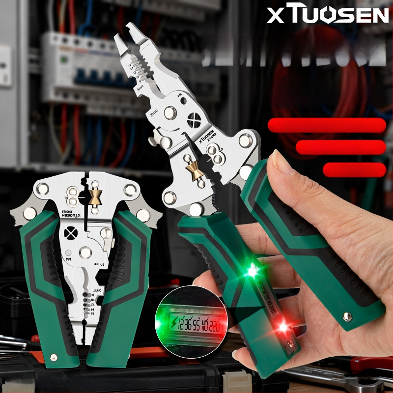 Elektrikų replės laidų odėliavimui su integruotu testeriu, kabelių pjovimas, daugiafunkcinis įrankis