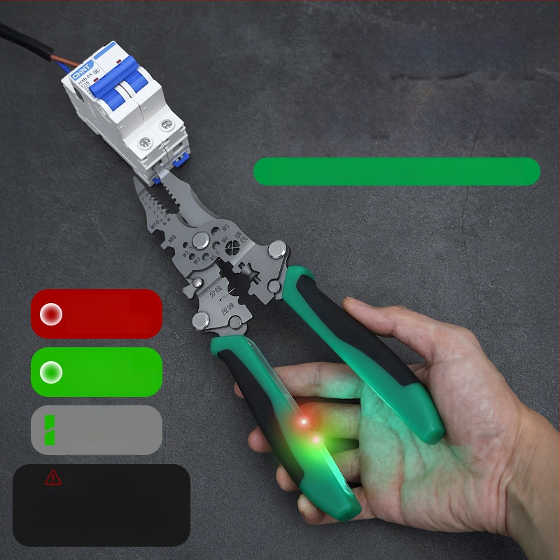 Iš nerūdijančio plieno sulankstomas laidų valiklis su elektriniu testeriu elektrikams