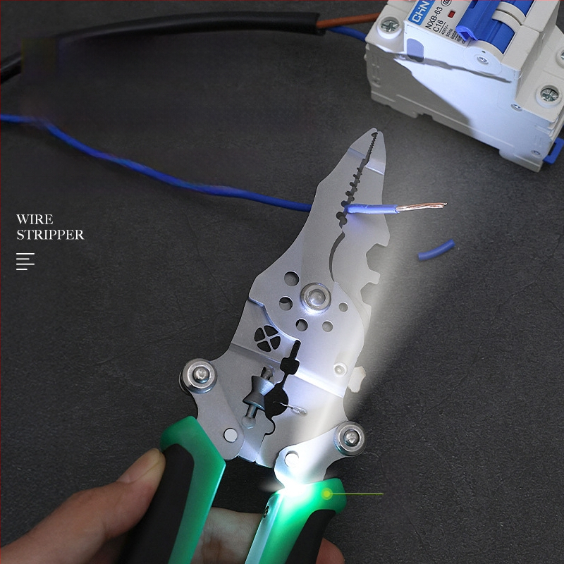 Iš nerūdijančio plieno sulankstomas laidų valiklis su elektriniu testeriu elektrikams