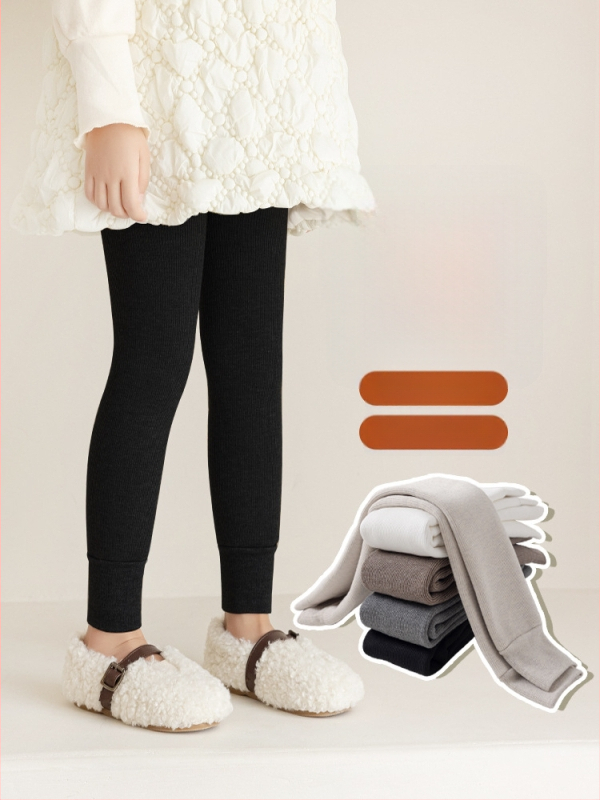 Детски клин за зима с подплата от полар, корейски стил, дължина 9/10, средна талия, полиестер 65%