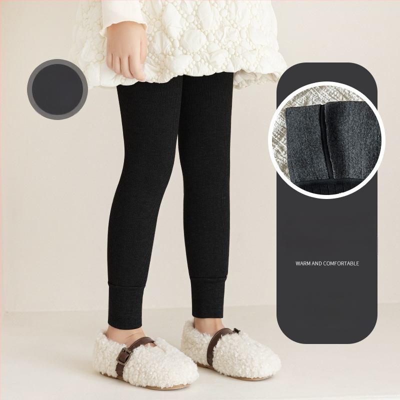 Детски клин за зима с подплата от полар, корейски стил, дължина 9/10, средна талия, полиестер 65%