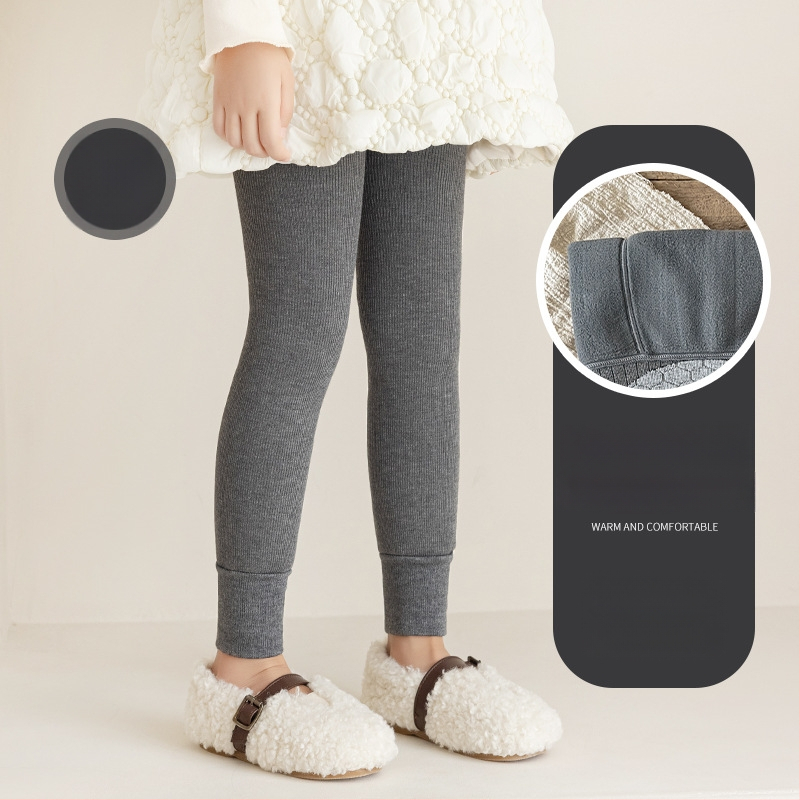 Детски клин за зима с подплата от полар, корейски стил, дължина 9/10, средна талия, полиестер 65%