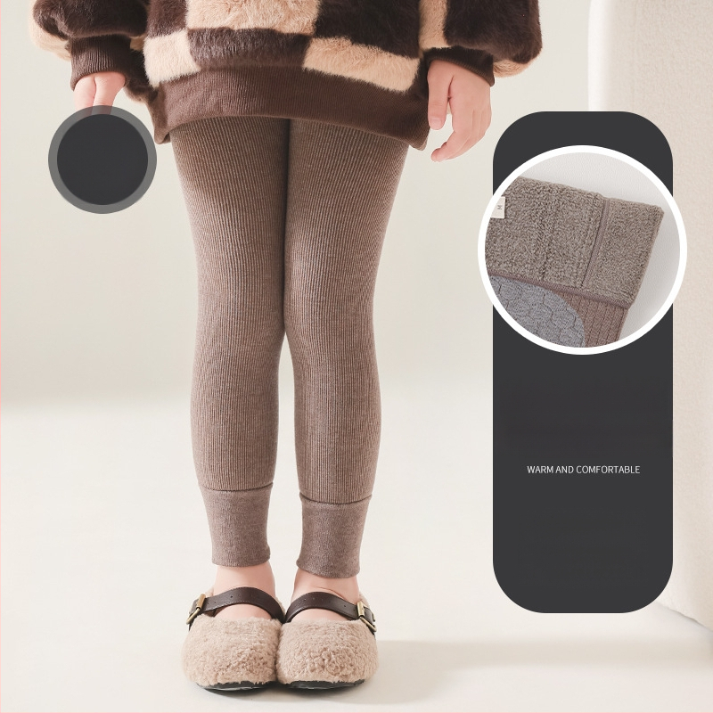 Детски клин за зима с подплата от полар, корейски стил, дължина 9/10, средна талия, полиестер 65%