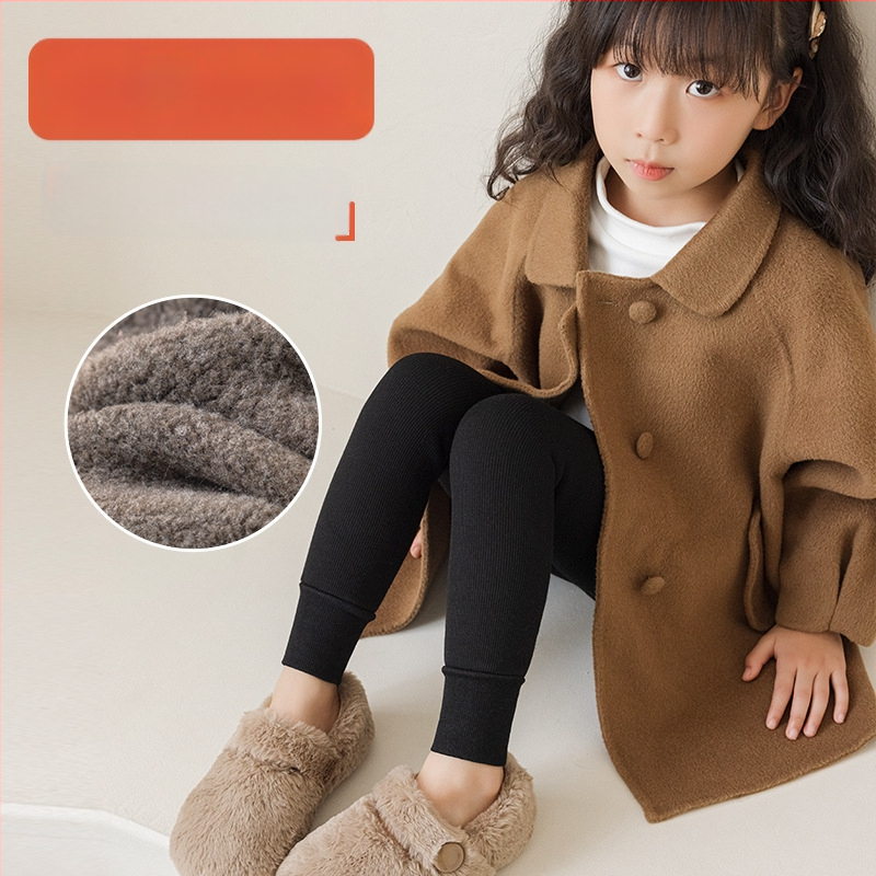 Gyerekeknek fleece-belelt harisnya függőleges csíkokkal, magas derék, téli modell, 64,9% viszkóz, 3–8 éves korosztálynak (100–140 cm)