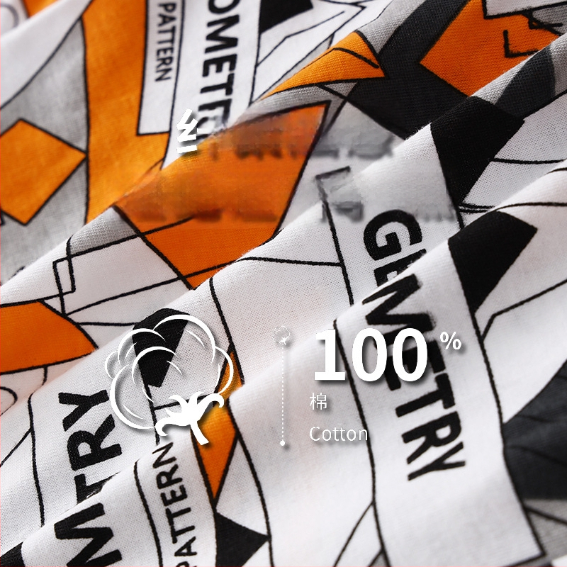 Meeste puuvillased bokserid, hingavadad, keskmise talje, grafiti ja värviliste plokkide mustriga, peamine kangas 100% puuvill, viskoosi vooder 80–90%.