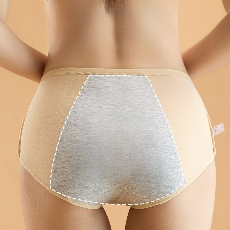 Менструално бельо от памук с подплата от модал, средна талия, защита срещу течове, предназначено за жени