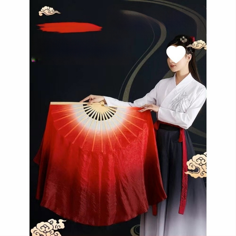 Фен за танц, изкуствена коприна, Yangko стил, двустранен, класически танцов фен за квадратен танц