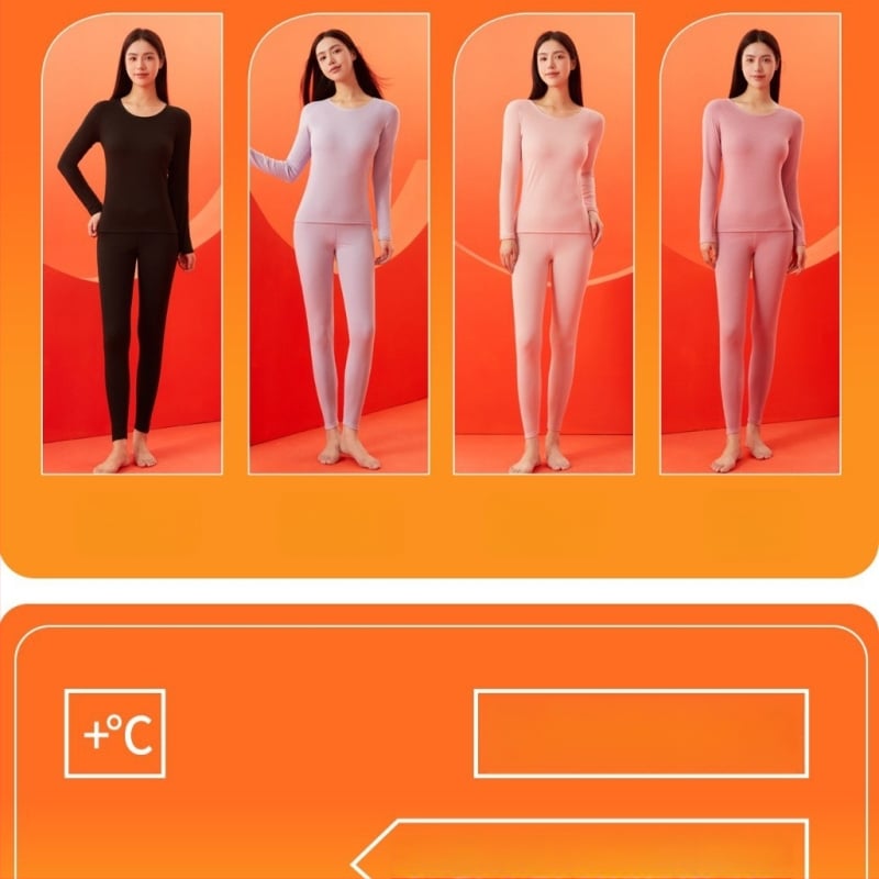 Ženski termalni komplet s kapuljačom, okruglim izrezom i dugim rukavima; izuzetno debela poliester tkanina za toplinu i anti-pilling.