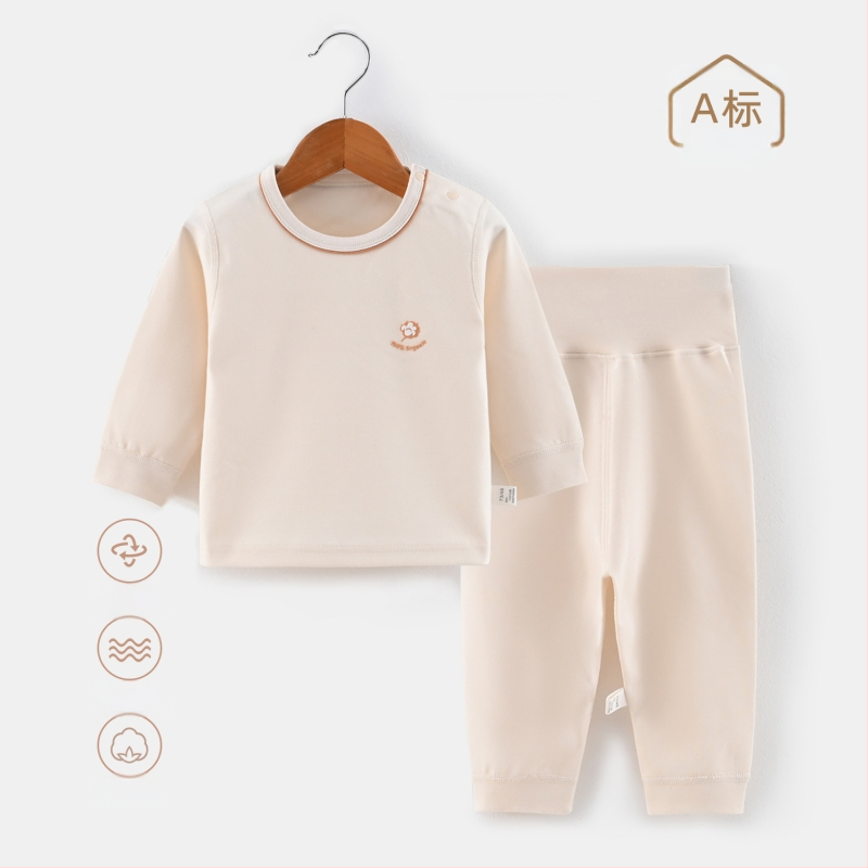 Vaikų dviejų dalių namų drabužių komplektas su aukštu liemeniu, 100% medvilnė, 200 g/m², vieno sluoksnio, skirta 1–3 metų