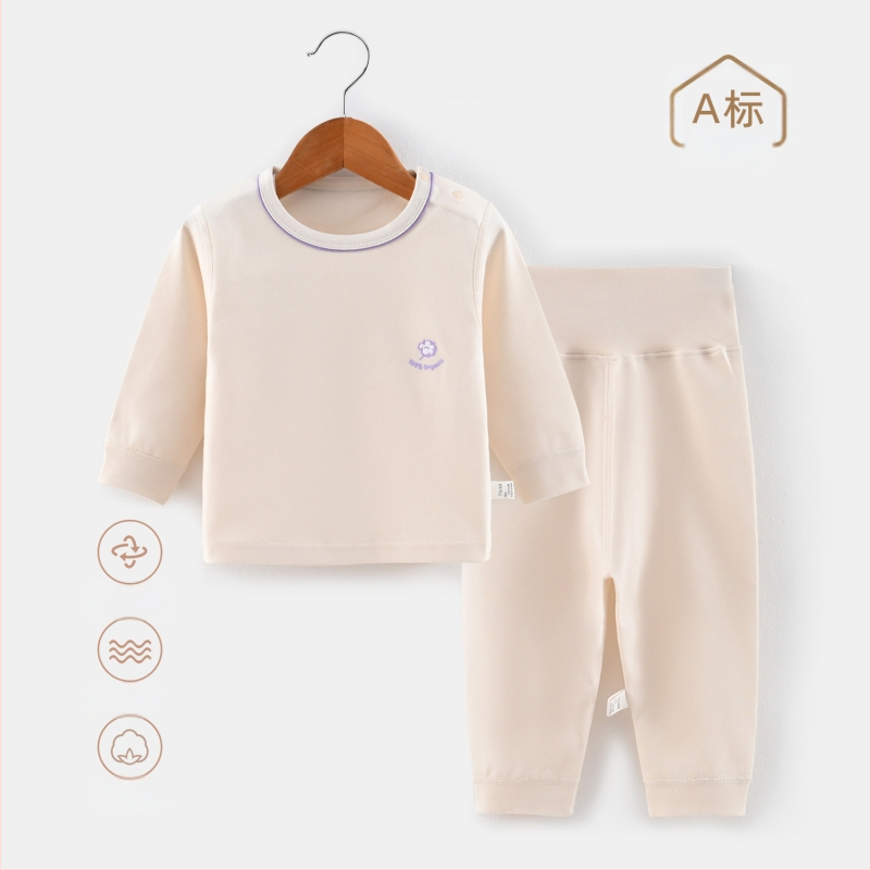 Vaikų dviejų dalių namų drabužių komplektas su aukštu liemeniu, 100% medvilnė, 200 g/m², vieno sluoksnio, skirta 1–3 metų