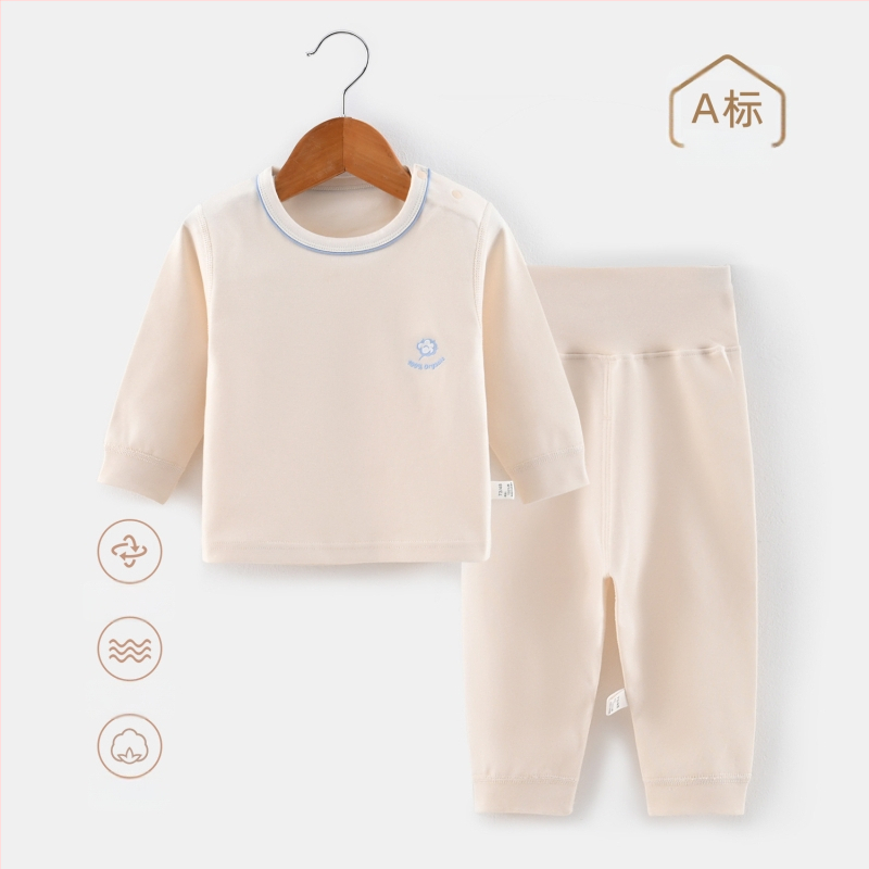 Vaikų dviejų dalių namų drabužių komplektas su aukštu liemeniu, 100% medvilnė, 200 g/m², vieno sluoksnio, skirta 1–3 metų