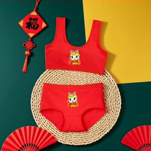 Fiatal lányoknak szóló pamutból készült fehérneműkészlet, teljes kosár, vékony formázott kosár, mellény-stílusú melltartó, merev vállpántok