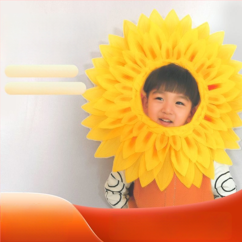 Слънчогледова украса за глава за деца – за изпълнения и танци, сценичен вход (лято 2021)