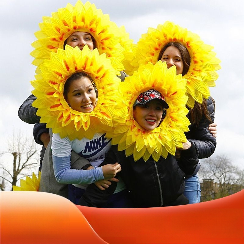 Слънчогледова украса за глава за деца – за изпълнения и танци, сценичен вход (лято 2021)