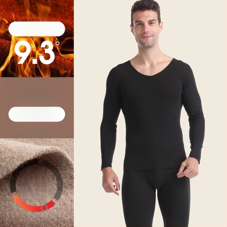 Termalni komplet za jesen/zimu, bez šavova, fleece podstava, za muškarce i žene, V-izrez, dugi rukav, hlače, mješavina poliestera, 201–250 g/m2.