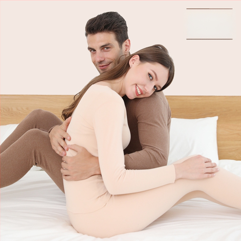 Termalni komplet za jesen/zimu, bez šavova, fleece podstava, za muškarce i žene, V-izrez, dugi rukav, hlače, mješavina poliestera, 201–250 g/m2.