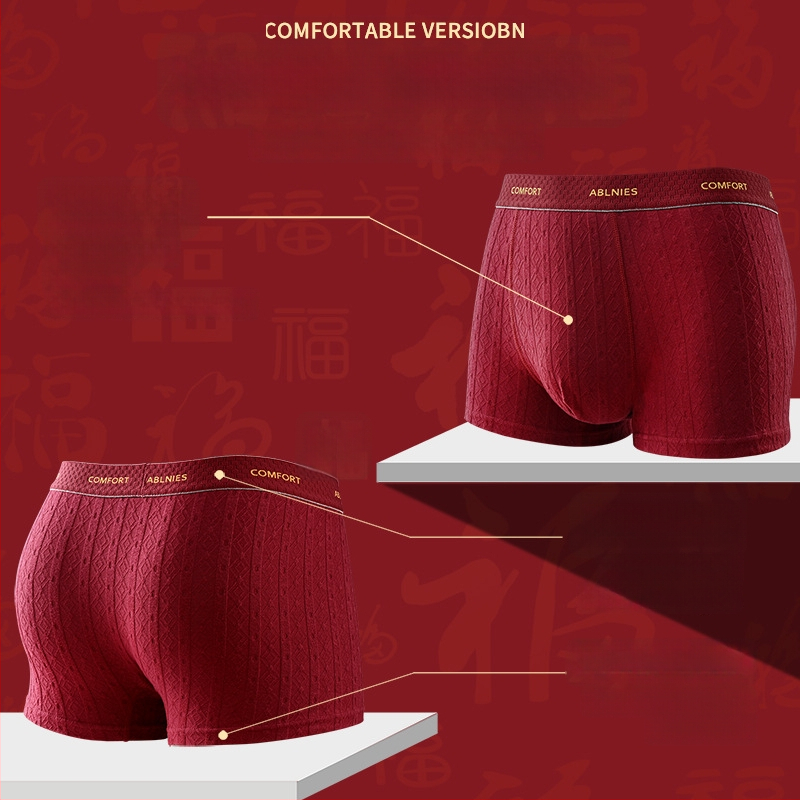 Muške bokserice od pamuka, prozračne i antibakterijske, srednji pojas, uzorak teksta