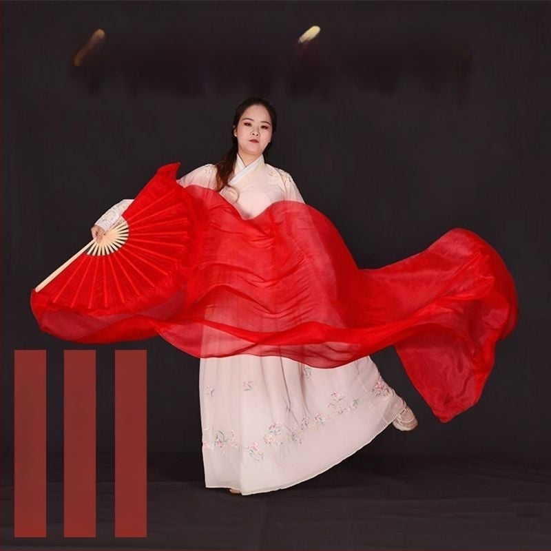 Копринен танцов фен, китайски стил, дълъг дизайн, античен стил, лято 2021
