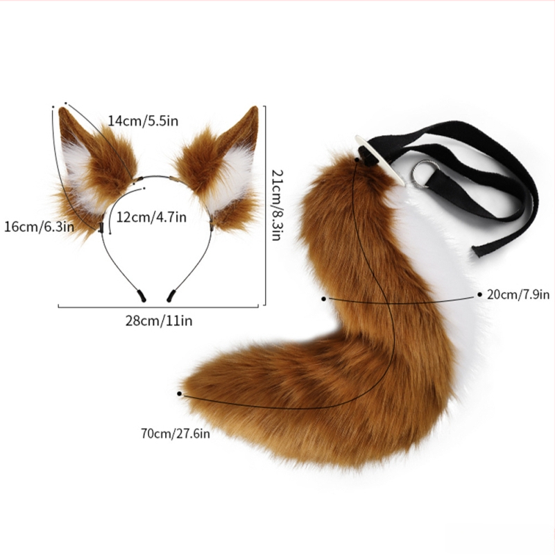 Cosplay set plišanih ušiju lisice i rep s trakicom za glavu za djecu, marka New Area, izdanje ljeto 2022