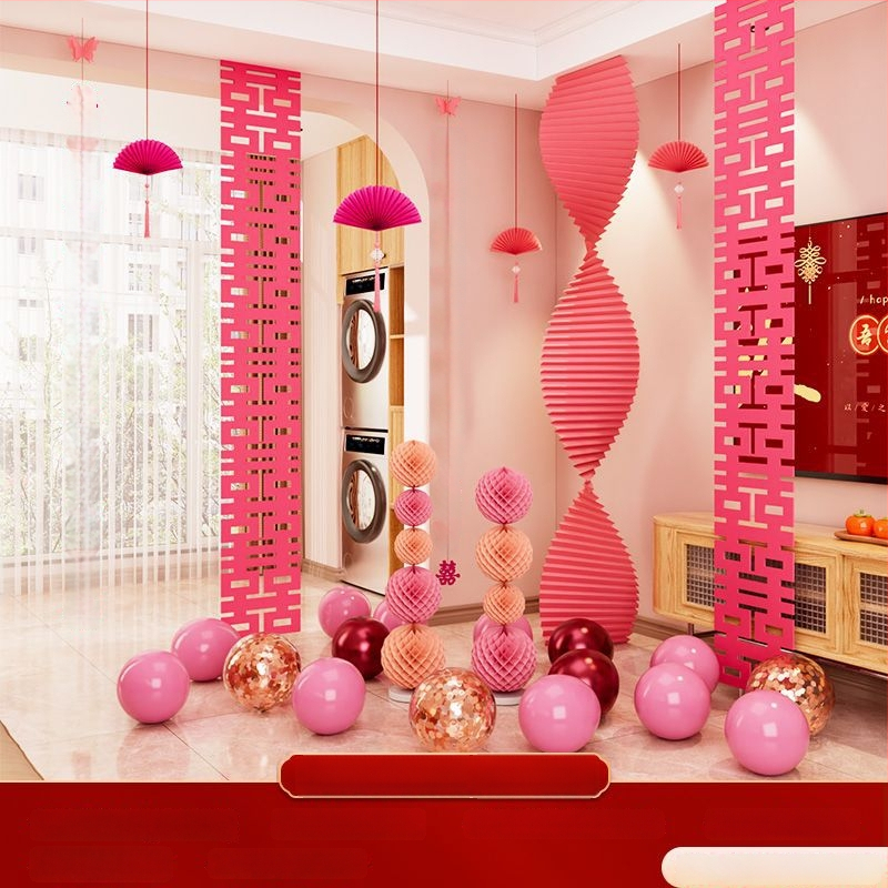 Сватбен комплект за декорация на спалнята, от нетъкан текстил, с дизайн на гофрирана хартия, опаковка Opp торба, подходящ като подарък за двойка, за сватба