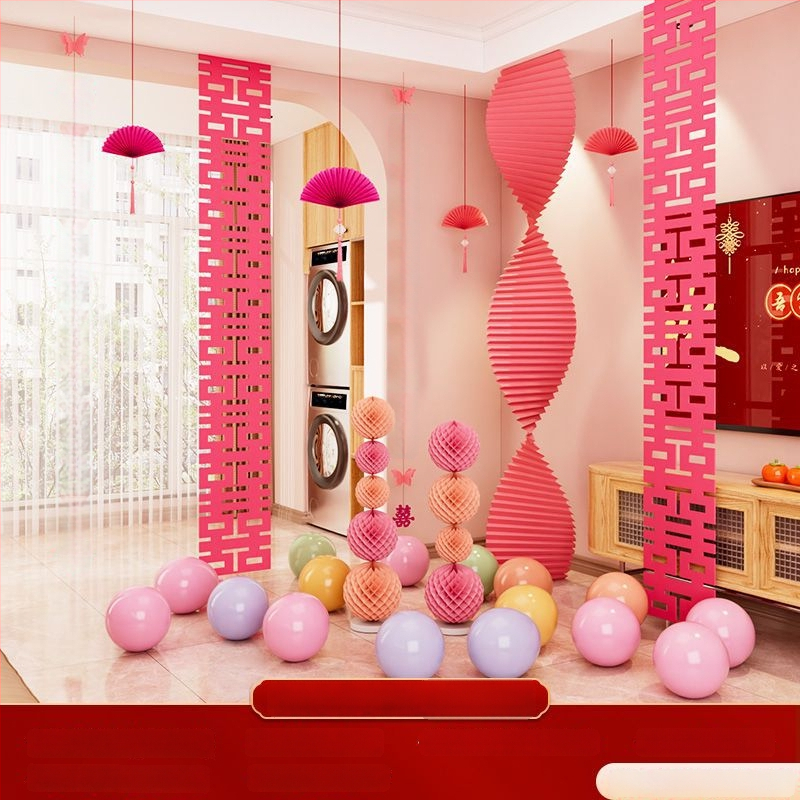 Сватбен комплект за декорация на спалнята, от нетъкан текстил, с дизайн на гофрирана хартия, опаковка Opp торба, подходящ като подарък за двойка, за сватба