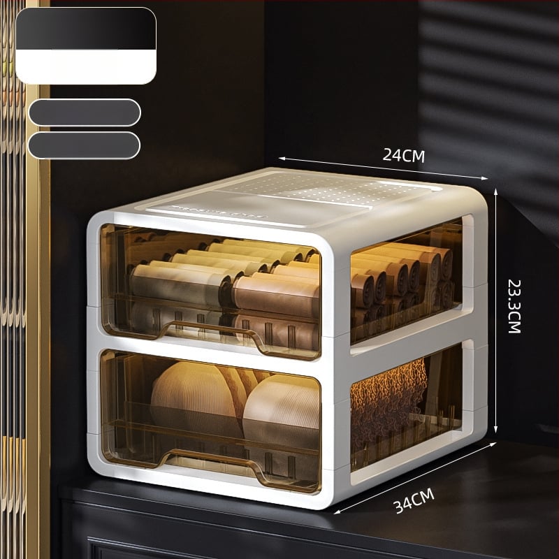 Прозрачна пластмасова кутия за съхранение с чекмедже за дрехи и бельо, марка met, персонализиране чрез печат на лого, стил лайт лукс