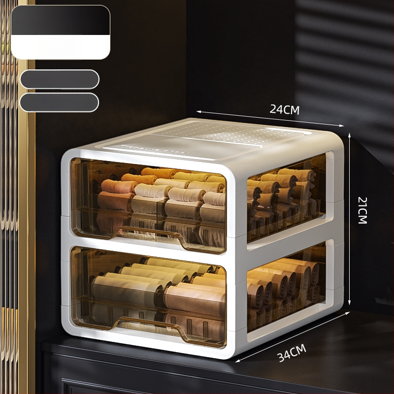 Прозрачна пластмасова кутия за съхранение с чекмедже за дрехи и бельо, марка met, персонализиране чрез печат на лого, стил лайт лукс