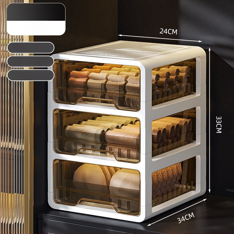 Прозрачна пластмасова кутия за съхранение с чекмедже за дрехи и бельо, марка met, персонализиране чрез печат на лого, стил лайт лукс