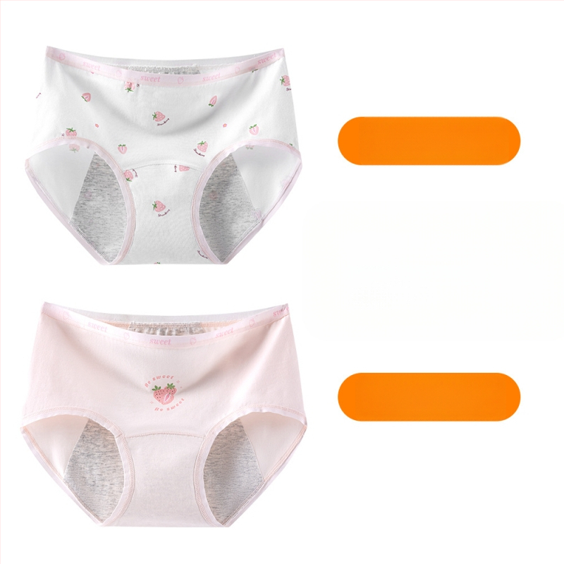 Дамски периодни бикини за момичета, 95% памук, антибактериално, защита по време на менструация, средна талия, подплата 100% памук, принт модел